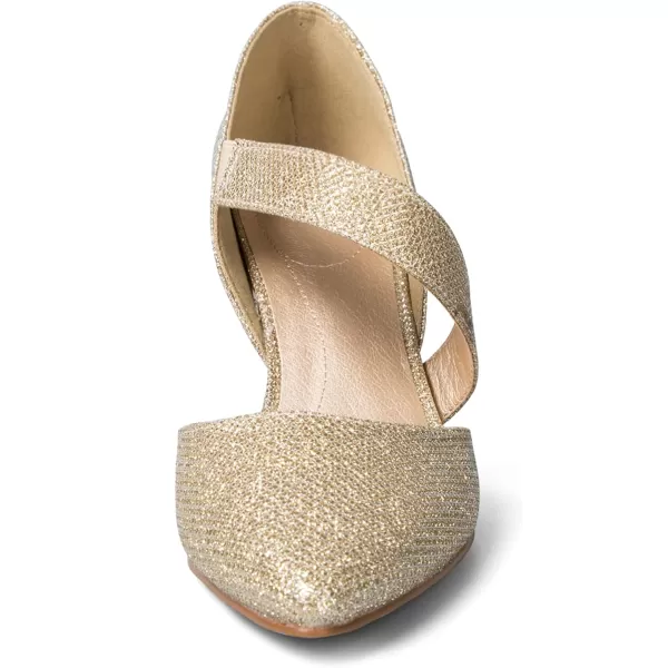 mysoft Womens Pumps Pointed Toe 3 inch Dress ShoesGoldglitter