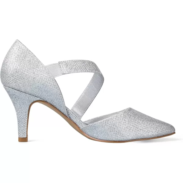 mysoft Womens Pumps Pointed Toe 3 inch Dress ShoesSilverglitter