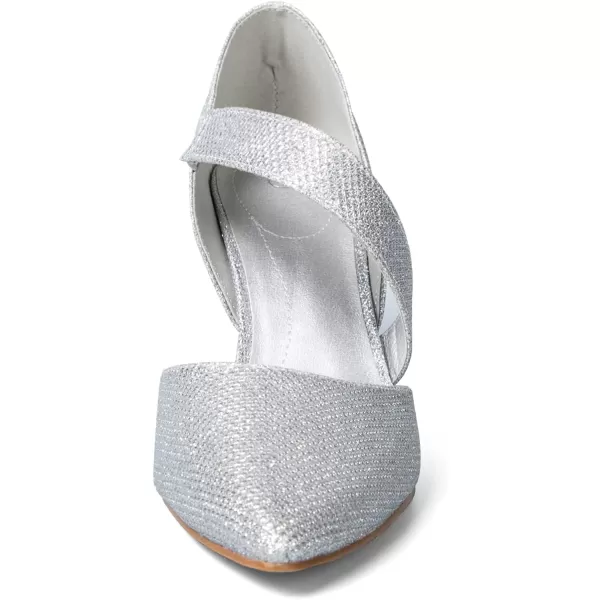 mysoft Womens Pumps Pointed Toe 3 inch Dress ShoesSilverglitter