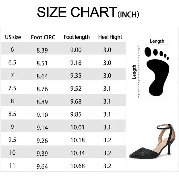 mysoft Womens Pumps Shoes Pointed Toe Kitten Low Heels Stiletto Ankle Strap Closed Toe Wedding Party Dress SandalsBlack Glitter