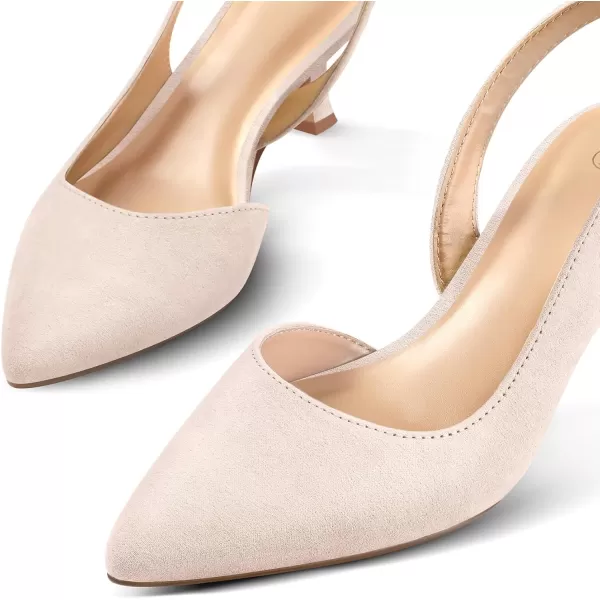 mysoft Womens Pumps Slingback Kitten Heels Pointed Toe Sexy Wedding Party Dress Pump ShoesNude Suede