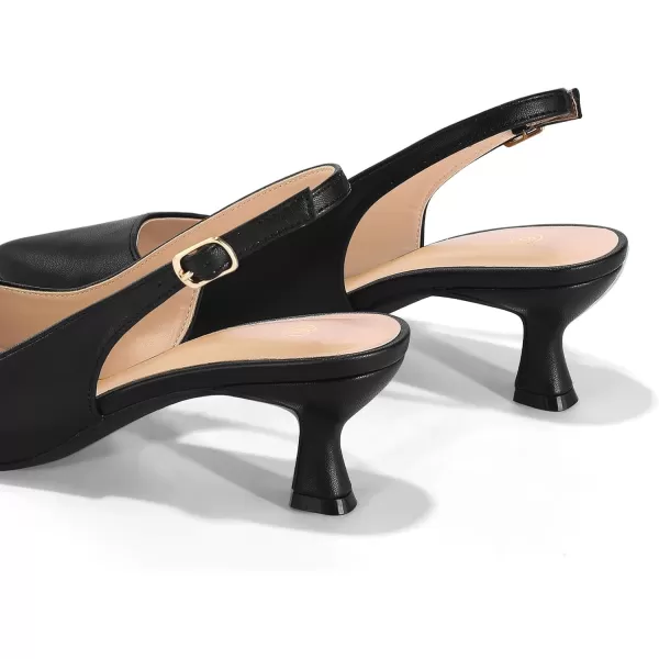 mysoft Womens Slingback Kitten Heel Pumps 2Inch Low Heels Closed Toe Party Wedding Dress ShoesBlackpu