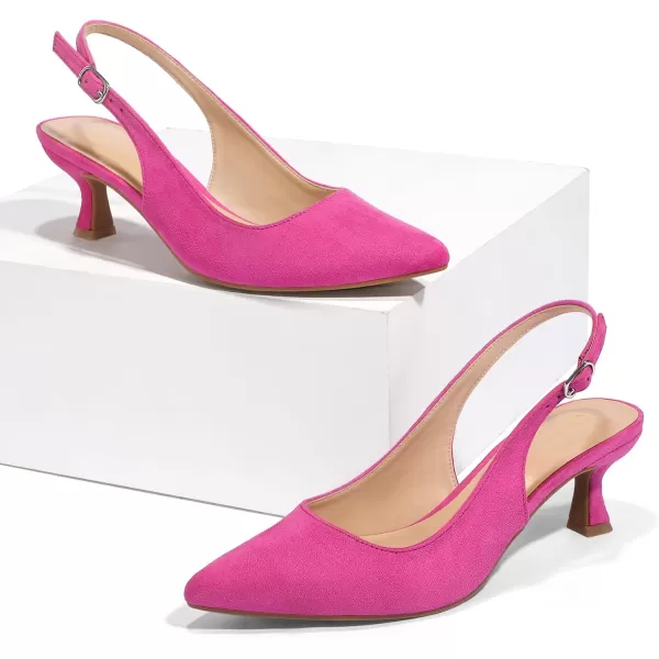 mysoft Womens Slingback Kitten Heel Pumps 2Inch Low Heels Closed Toe Party Wedding Dress ShoesHot Pink