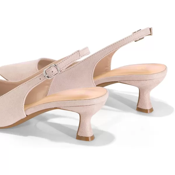 mysoft Womens Slingback Kitten Heel Pumps 2Inch Low Heels Closed Toe Party Wedding Dress ShoesNude
