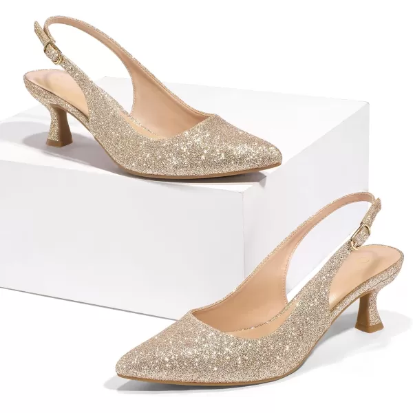 mysoft Womens Slingback Kitten Heel Pumps 2Inch Low Heels Closed Toe Party Wedding Dress ShoesRose Gold