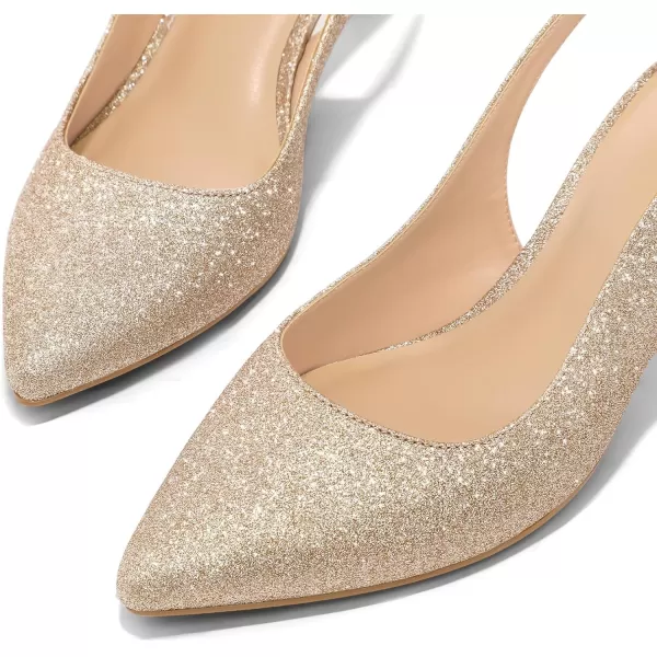 mysoft Womens Slingback Kitten Heel Pumps 2Inch Low Heels Closed Toe Party Wedding Dress ShoesRose Gold
