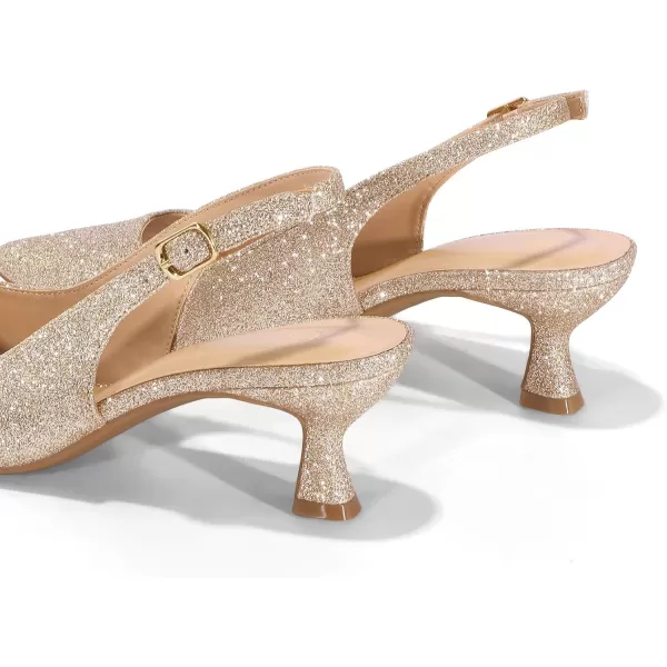 mysoft Womens Slingback Kitten Heel Pumps 2Inch Low Heels Closed Toe Party Wedding Dress ShoesRose Gold