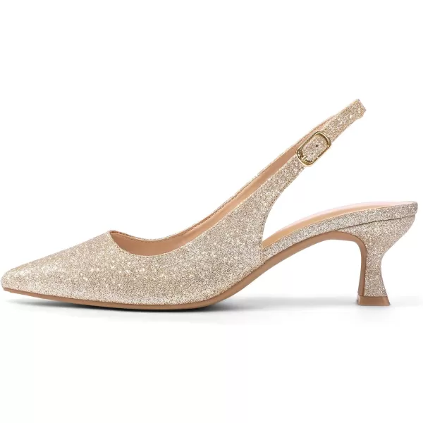 mysoft Womens Slingback Kitten Heel Pumps 2Inch Low Heels Closed Toe Party Wedding Dress ShoesRose Gold