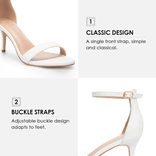 mysoft Womens Stilettos Classic Strappy Open Toe Pump Heel SandalsWhitePu