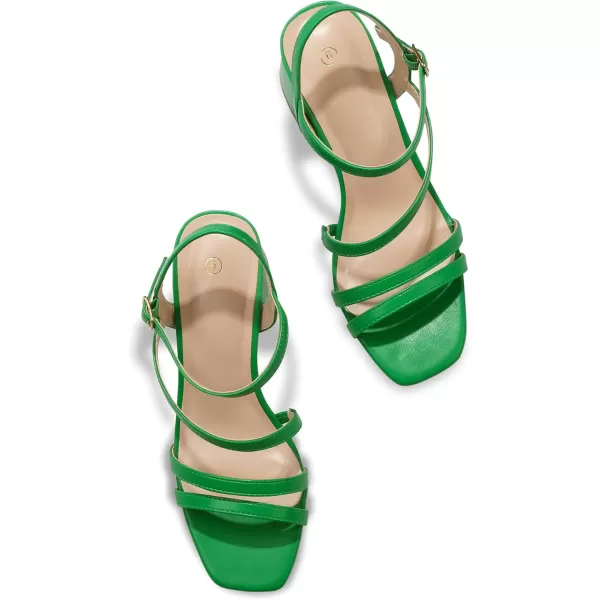 mysoft Womens Strappy Low Chunky Block Heel Sandals Open Toe Dress ShoesGreen