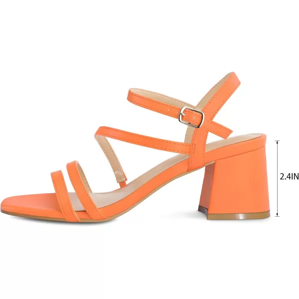 mysoft Womens Strappy Low Chunky Block Heel Sandals Open Toe Dress ShoesOrange