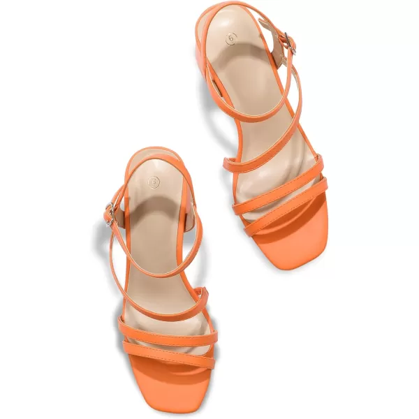 mysoft Womens Strappy Low Chunky Block Heel Sandals Open Toe Dress ShoesOrange