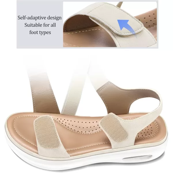 mysoft Womens Summer Walking Sandals Air Cushion Support Platform Ankle Strap Shoes Comfortable Casual Wedge SandalsBeige