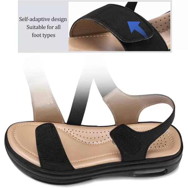 mysoft Womens Summer Walking Sandals Air Cushion Support Platform Ankle Strap Shoes Comfortable Casual Wedge SandalsBlack