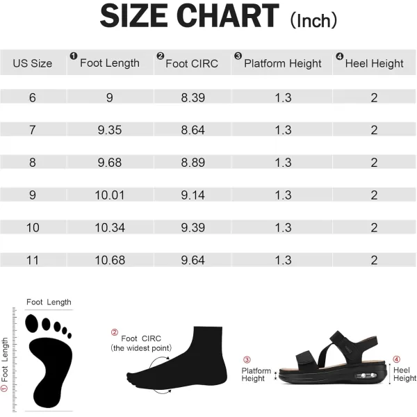 mysoft Womens Summer Walking Sandals Air Cushion Support Platform Ankle Strap Shoes Comfortable Casual Wedge SandalsBlack