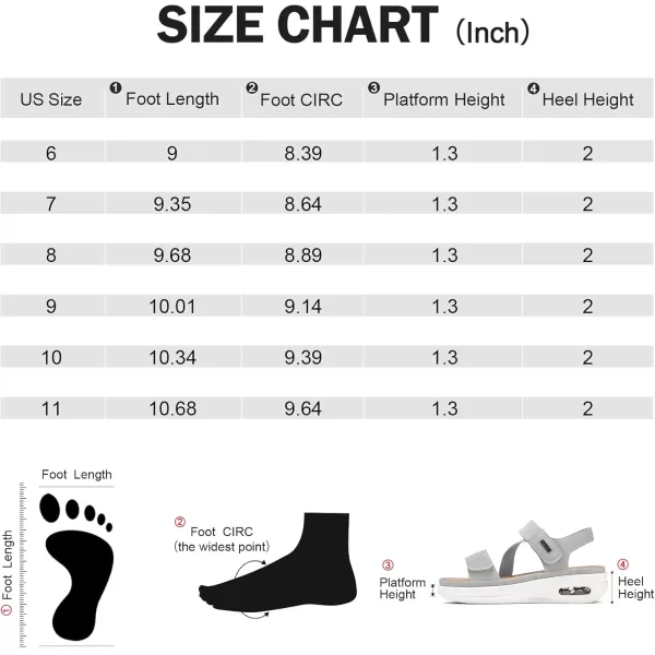 mysoft Womens Summer Walking Sandals Air Cushion Support Platform Ankle Strap Shoes Comfortable Casual Wedge SandalsGrey