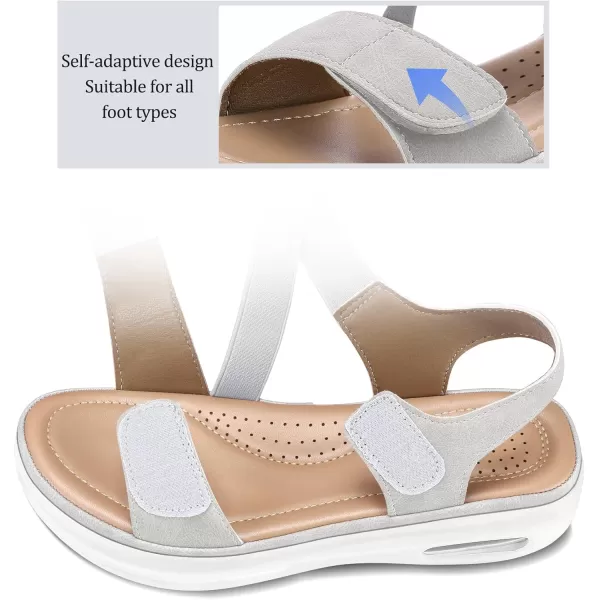 mysoft Womens Summer Walking Sandals Air Cushion Support Platform Ankle Strap Shoes Comfortable Casual Wedge SandalsGrey