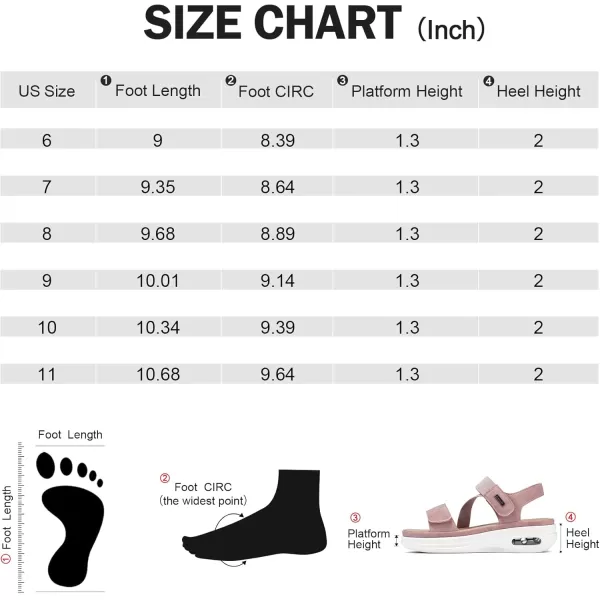 mysoft Womens Summer Walking Sandals Air Cushion Support Platform Ankle Strap Shoes Comfortable Casual Wedge SandalsPink