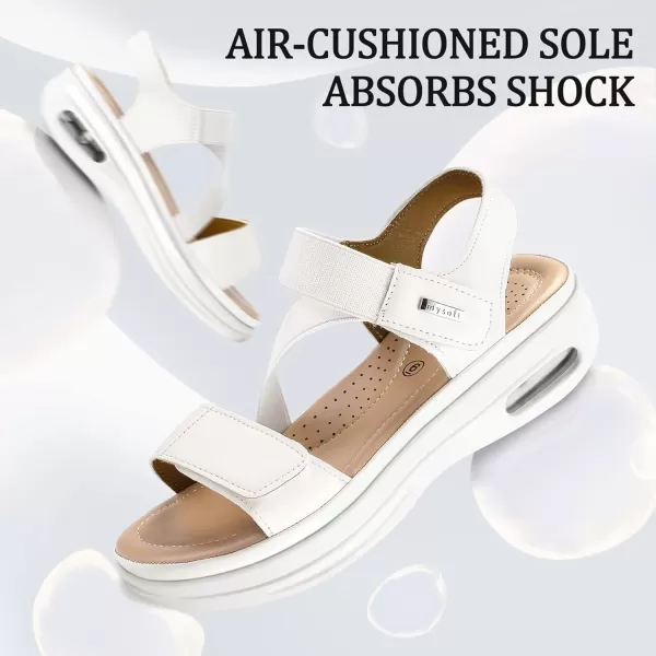 mysoft Womens Summer Walking Sandals Air Cushion Support Platform Ankle Strap Shoes Comfortable Casual Wedge SandalsWhite