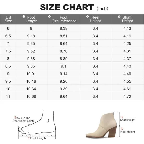 mysoft Womens V Cut Out Ankle Boots Slip On Pointed Toe Chunky Stacked Heel BootiesBeige