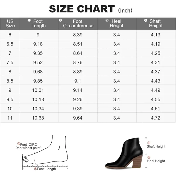 mysoft Womens V Cut Out Ankle Boots Slip On Pointed Toe Chunky Stacked Heel BootiesBlack Pu