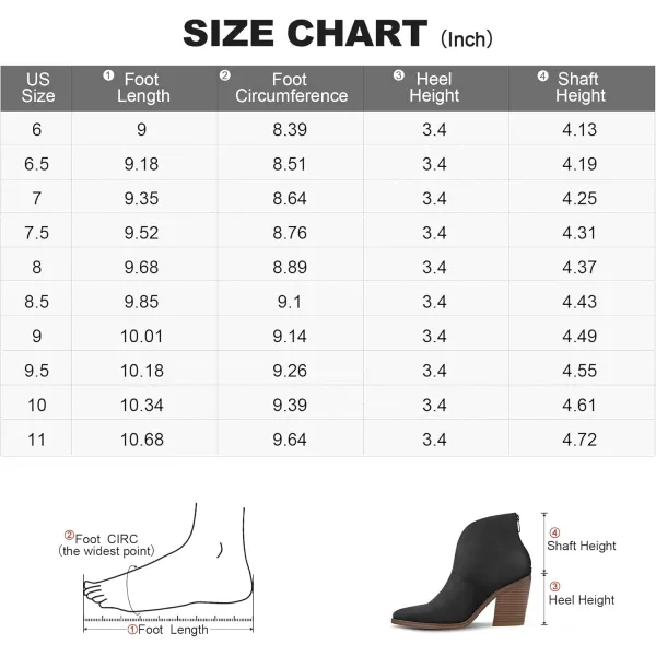 mysoft Womens V Cut Out Ankle Boots Slip On Pointed Toe Chunky Stacked Heel BootiesCharcoal