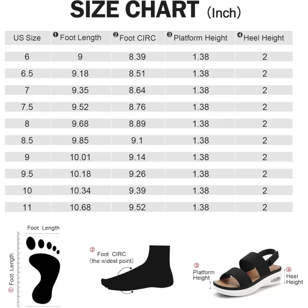 mysoft Womens Walking Sandals Comfortable Air Cushion Knit Elastic Ankle Strap Open Toe Platform Sandals Summer ShoesBlack