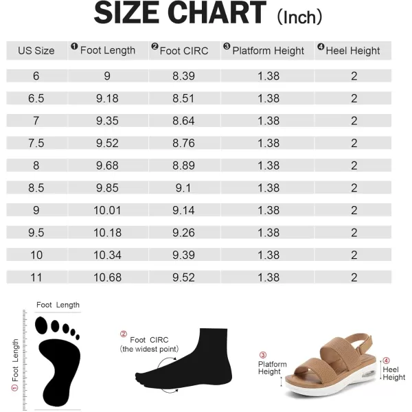 mysoft Womens Walking Sandals Comfortable Air Cushion Knit Elastic Ankle Strap Open Toe Platform Sandals Summer ShoesBrown