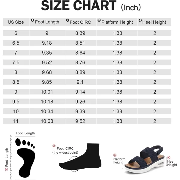 mysoft Womens Walking Sandals Comfortable Air Cushion Knit Elastic Ankle Strap Open Toe Platform Sandals Summer ShoesNavy