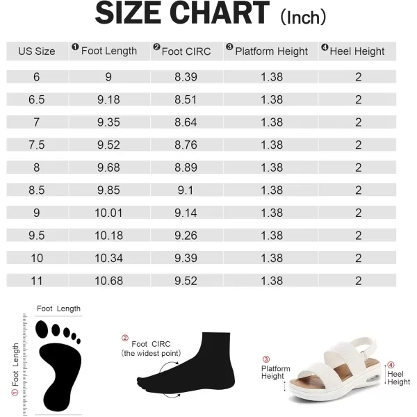 mysoft Womens Walking Sandals Comfortable Air Cushion Knit Elastic Ankle Strap Open Toe Platform Sandals Summer ShoesWhite