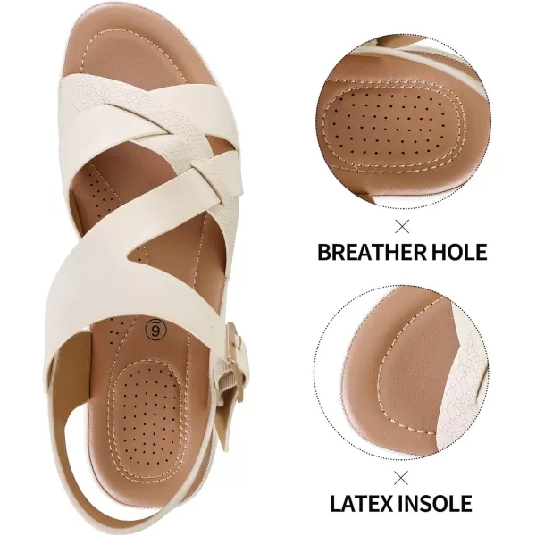 mysoft Womens Walking Sandals Comfortable Air Cushioned Support Ankle Strap Dress SandalsBeige