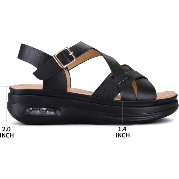 mysoft Womens Walking Sandals Comfortable Air Cushioned Support Ankle Strap Dress SandalsBlack