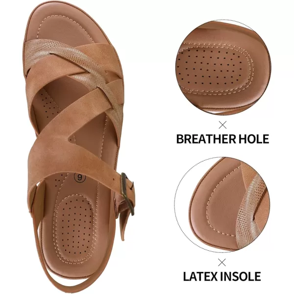 mysoft Womens Walking Sandals Comfortable Air Cushioned Support Ankle Strap Dress SandalsBrown