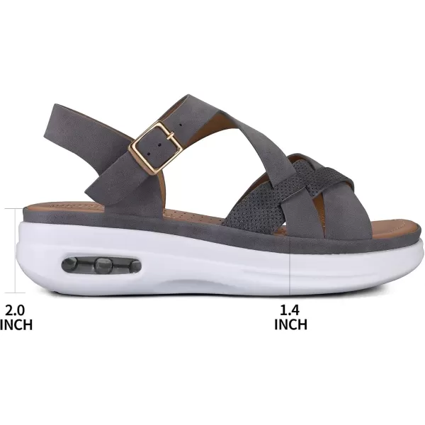 mysoft Womens Walking Sandals Comfortable Air Cushioned Support Ankle Strap Dress SandalsGrey