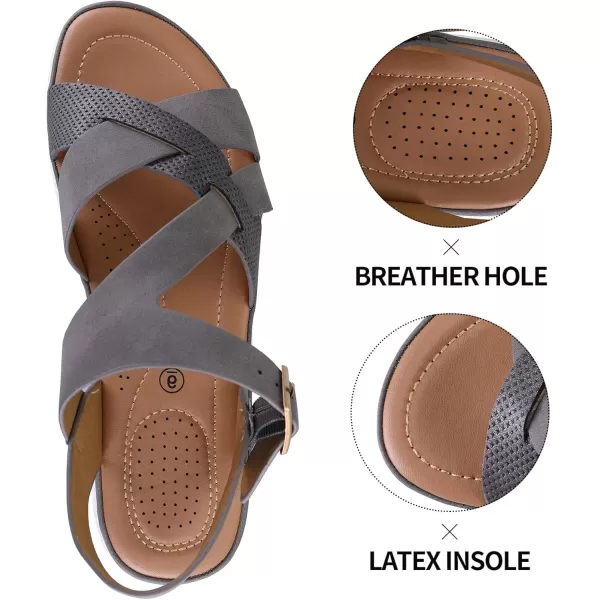 mysoft Womens Walking Sandals Comfortable Air Cushioned Support Ankle Strap Dress SandalsGrey