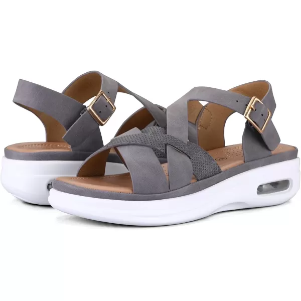 mysoft Womens Walking Sandals Comfortable Air Cushioned Support Ankle Strap Dress SandalsGrey