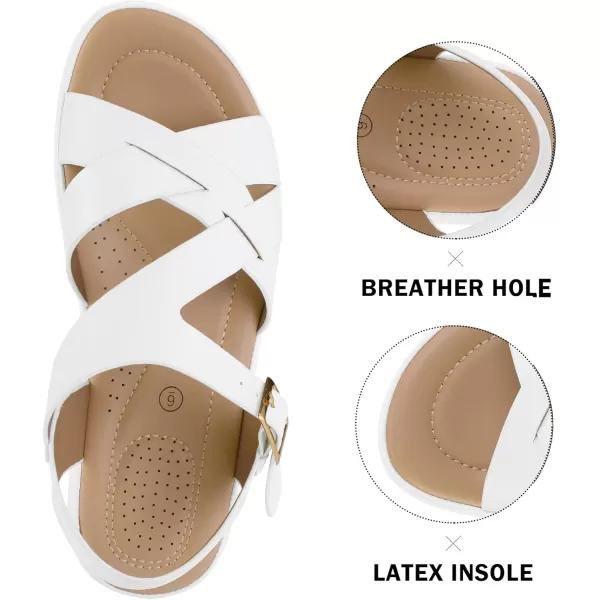 mysoft Womens Walking Sandals Comfortable Air Cushioned Support Ankle Strap Dress SandalsWhite