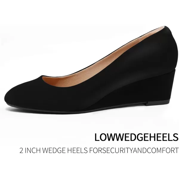 mysoft Womens Wedge Pumps Low Heel Closed Toe 2in Dress ShoesBlack