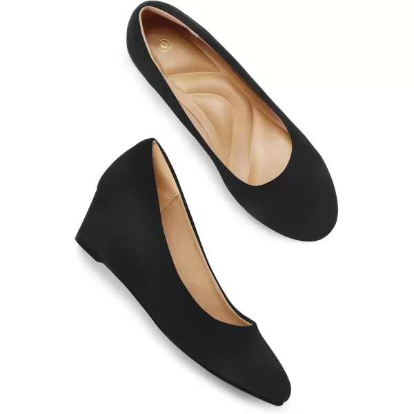 mysoft Womens Wedge Pumps Low Heel Closed Toe 2in Dress ShoesBlack