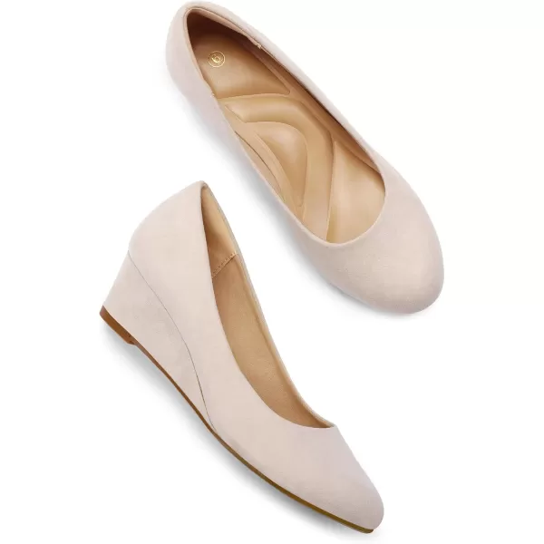 mysoft Womens Wedge Pumps Low Heel Closed Toe 2in Dress ShoesNude