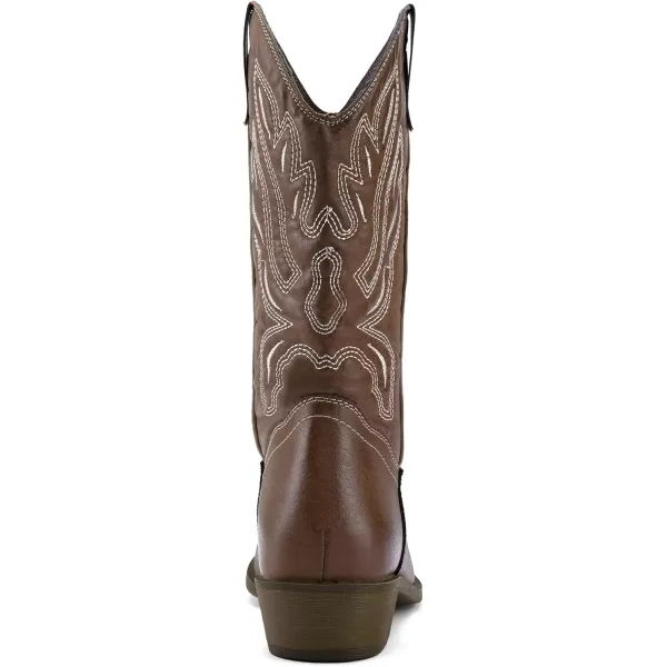 mysoft Womens Western Cowboy Boots Embroidered MidCalf Pointed Toe Cowgirl Boot Accommodate Both Regular and Wide CalfBrown