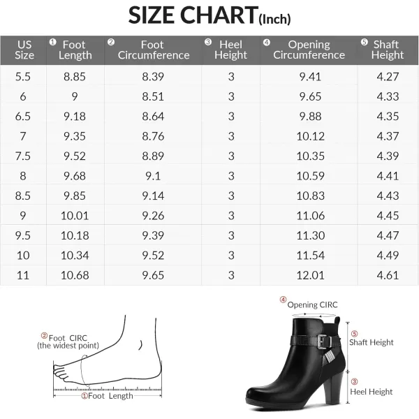 mysoft Womens Wide Width Ankle Boots Chunky Heel Ankle Strap Buckle Booties with ZipperBlack Pu