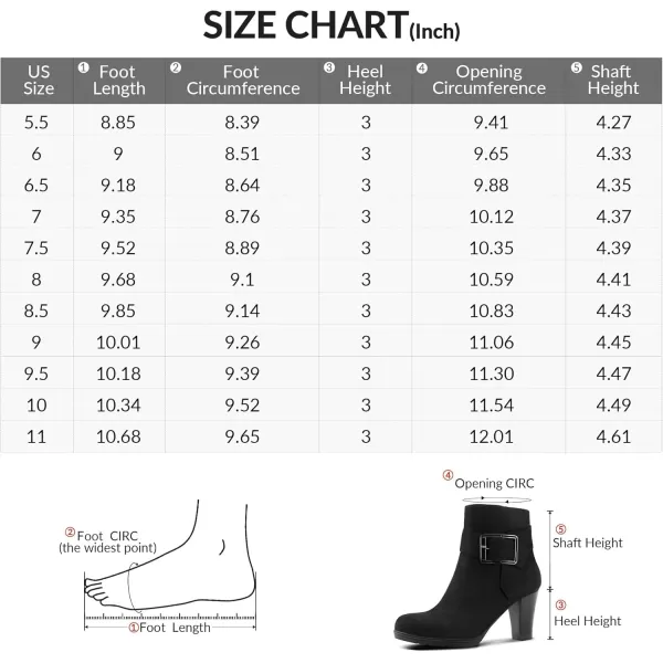 mysoft Womens Wide Width Ankle Boots Chunky Heel Ankle Strap Buckle Booties with ZipperBlack Suede