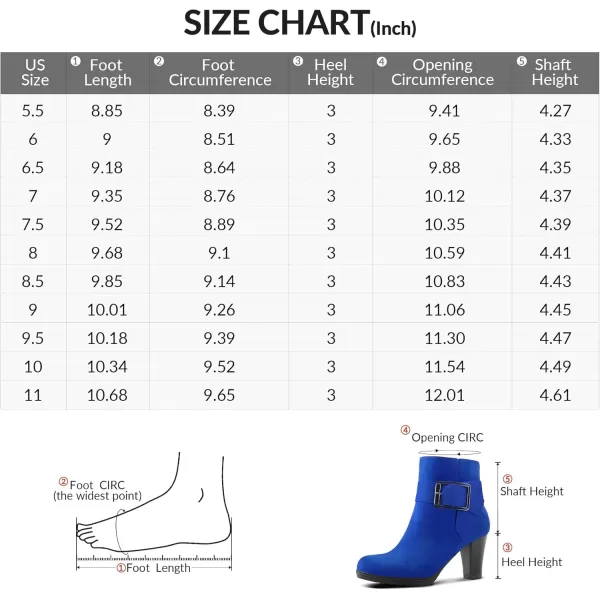 mysoft Womens Wide Width Ankle Boots Chunky Heel Ankle Strap Buckle Booties with ZipperRoyal Blue Suede