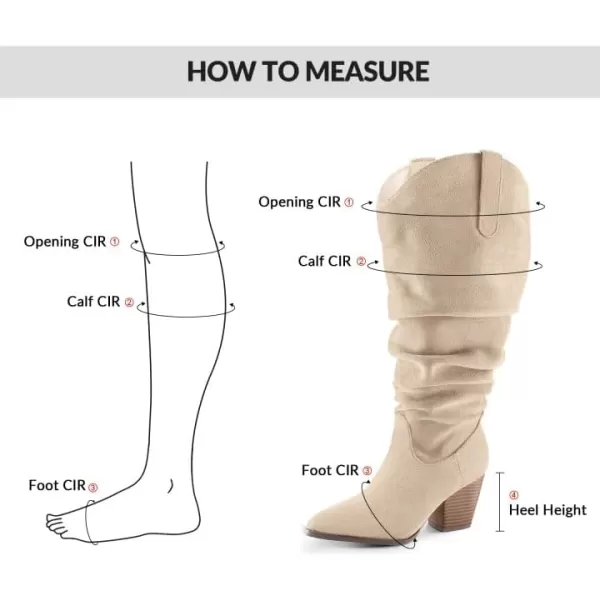 mysoft Womens WideExtra Wide Calf Knee High Boots Cowgirl Low Chunky Stacked Heel Wide Width Pointed Toe Slouchy Tall Boots with ZippersBeige Extra Wide Calf