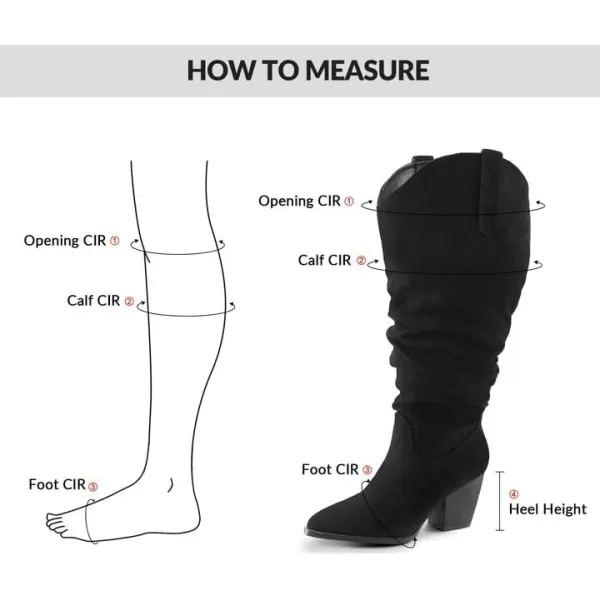 mysoft Womens WideExtra Wide Calf Knee High Boots Cowgirl Low Chunky Stacked Heel Wide Width Pointed Toe Slouchy Tall Boots with ZippersBlack Extra Wide Calf