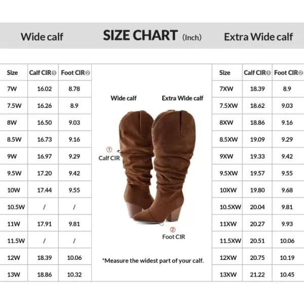 mysoft Womens WideExtra Wide Calf Knee High Boots Cowgirl Low Chunky Stacked Heel Wide Width Pointed Toe Slouchy Tall Boots with ZippersBrown Extra Wide Calf