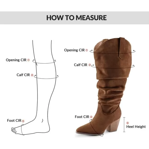 mysoft Womens WideExtra Wide Calf Knee High Boots Cowgirl Low Chunky Stacked Heel Wide Width Pointed Toe Slouchy Tall Boots with ZippersBrown Extra Wide Calf