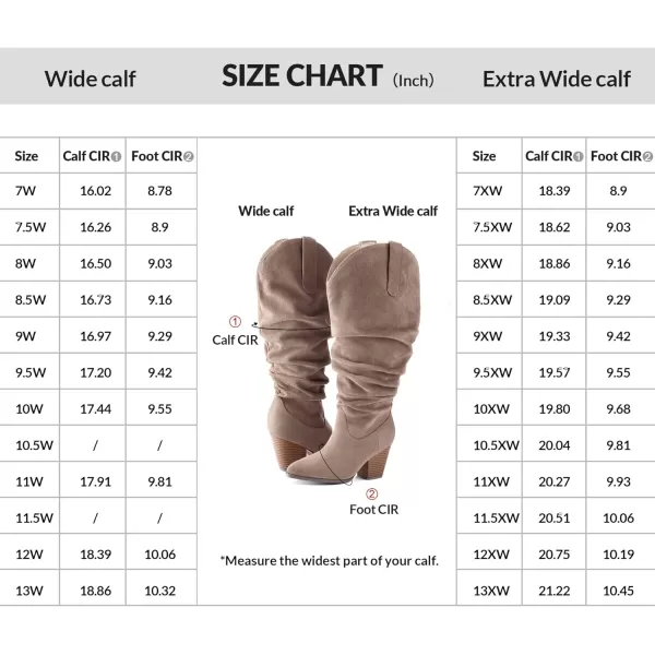 mysoft Womens WideExtra Wide Calf Knee High Boots Cowgirl Low Chunky Stacked Heel Wide Width Pointed Toe Slouchy Tall Boots with ZippersTaupe Extra Wide Calf