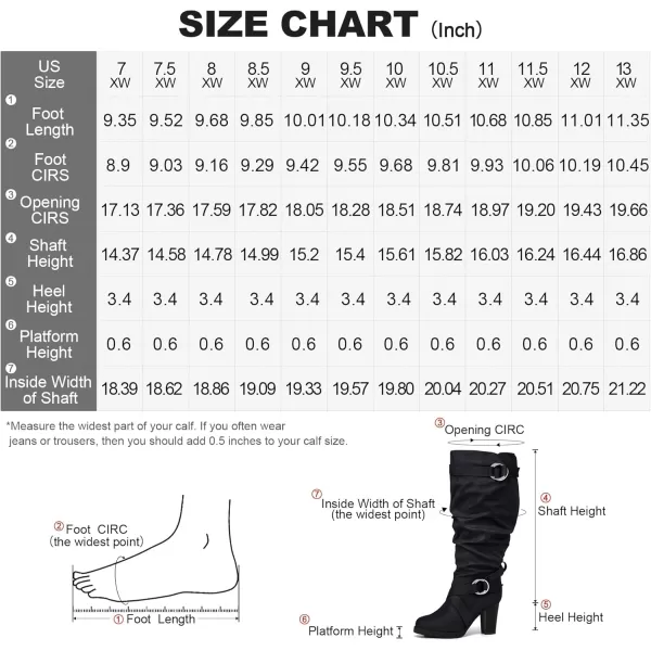 mysoft Womens WideExtra Wide Calf Knee High Boots Fashion Chunky Block Heel Pull On Winter Boots with Side ZippersBlack Extra Wide Calf